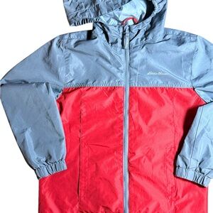 Eddie Bauer Kids Hooded Jacket Windbreaker Red Gray Size S (7/8)